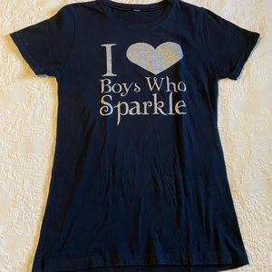 Black with Silver Sparkle Twilight ‘I (heart) Boys Who Sparkle’ Junior’s Fit Tee